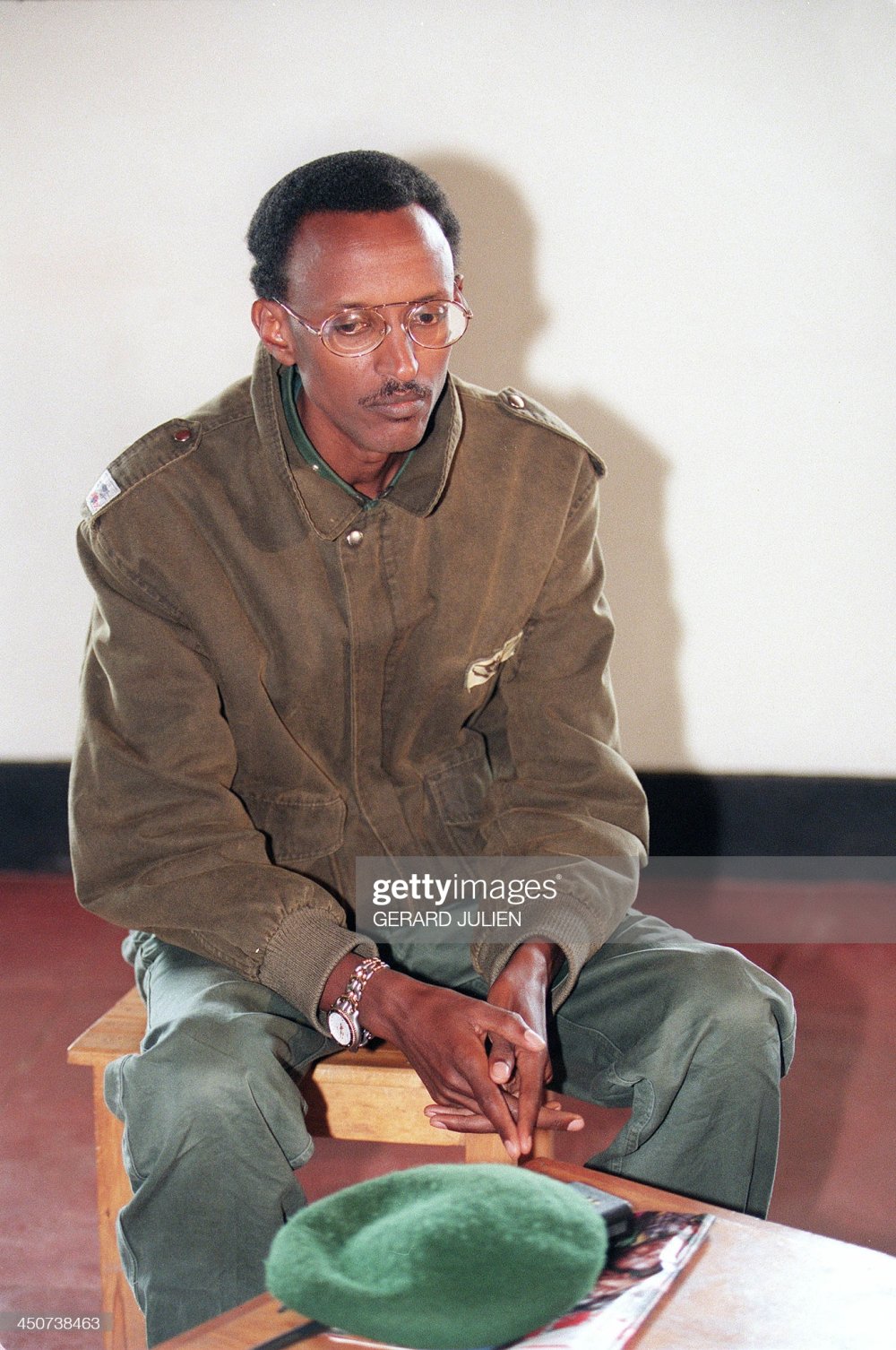 This photo of Maj Gen Paul Kagame was taken on May 11, 1994, in Byumba. At the time, he was in a meeting with José Ayala Lasso, the head of the UN Human Rights Commission.
