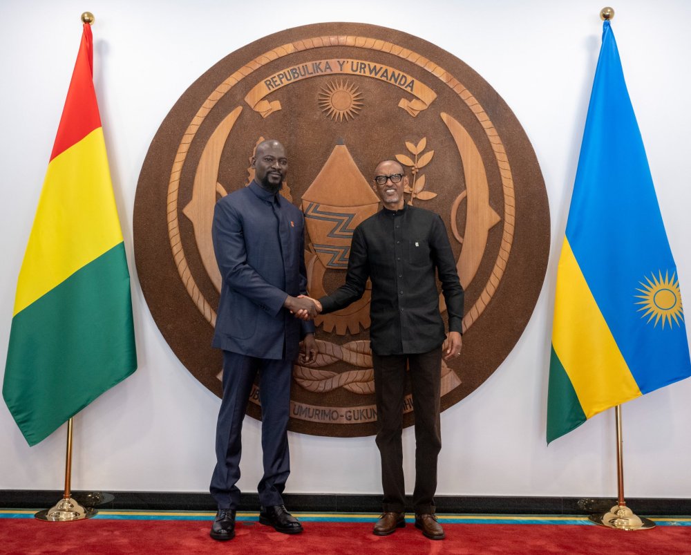 Rwandan President Paul Kagame and Guinea-Conakry's President Mamadi Doumbouya at Urugwiro Village on Friday 26th January 2024. 