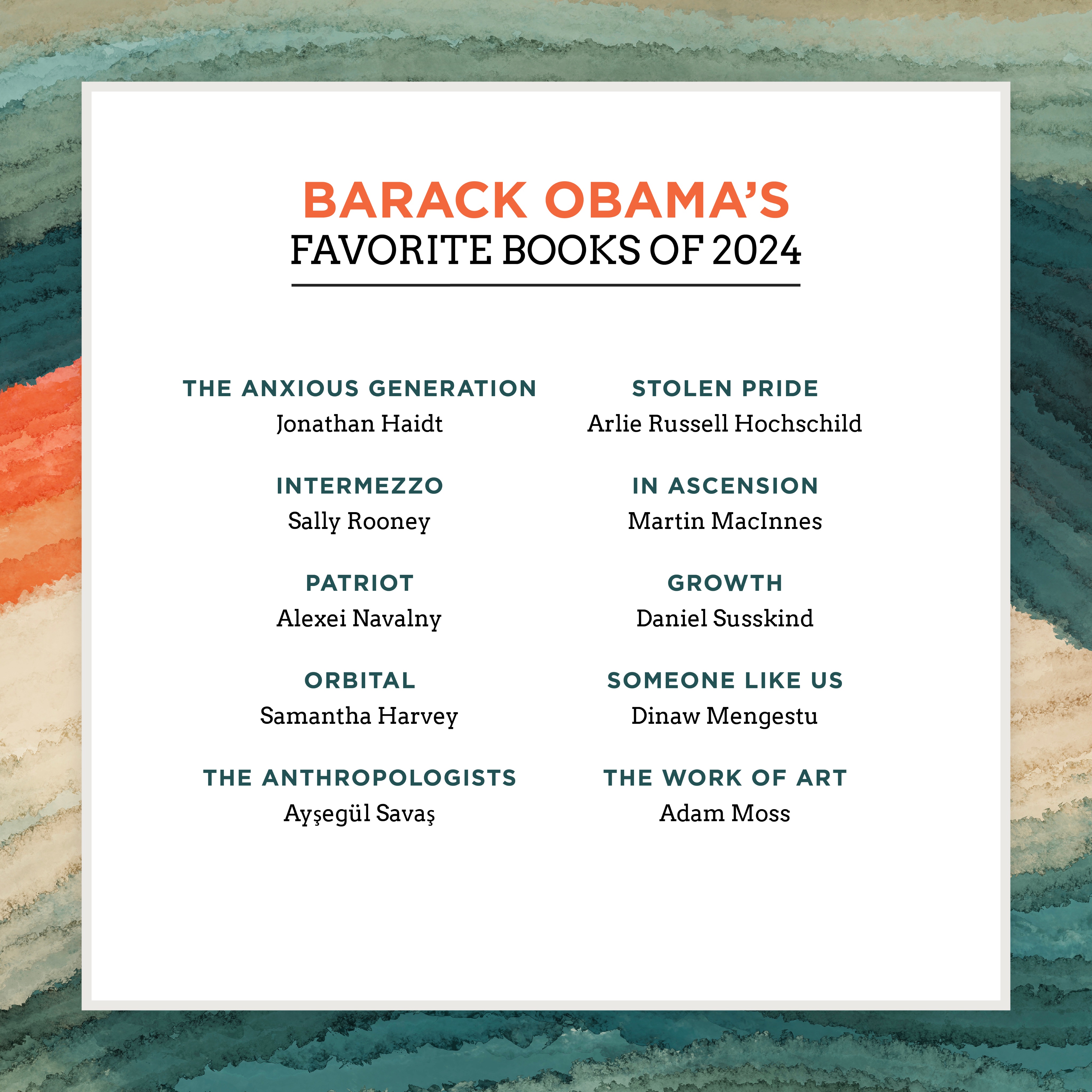 Barack Obama's favourite books of 2024.