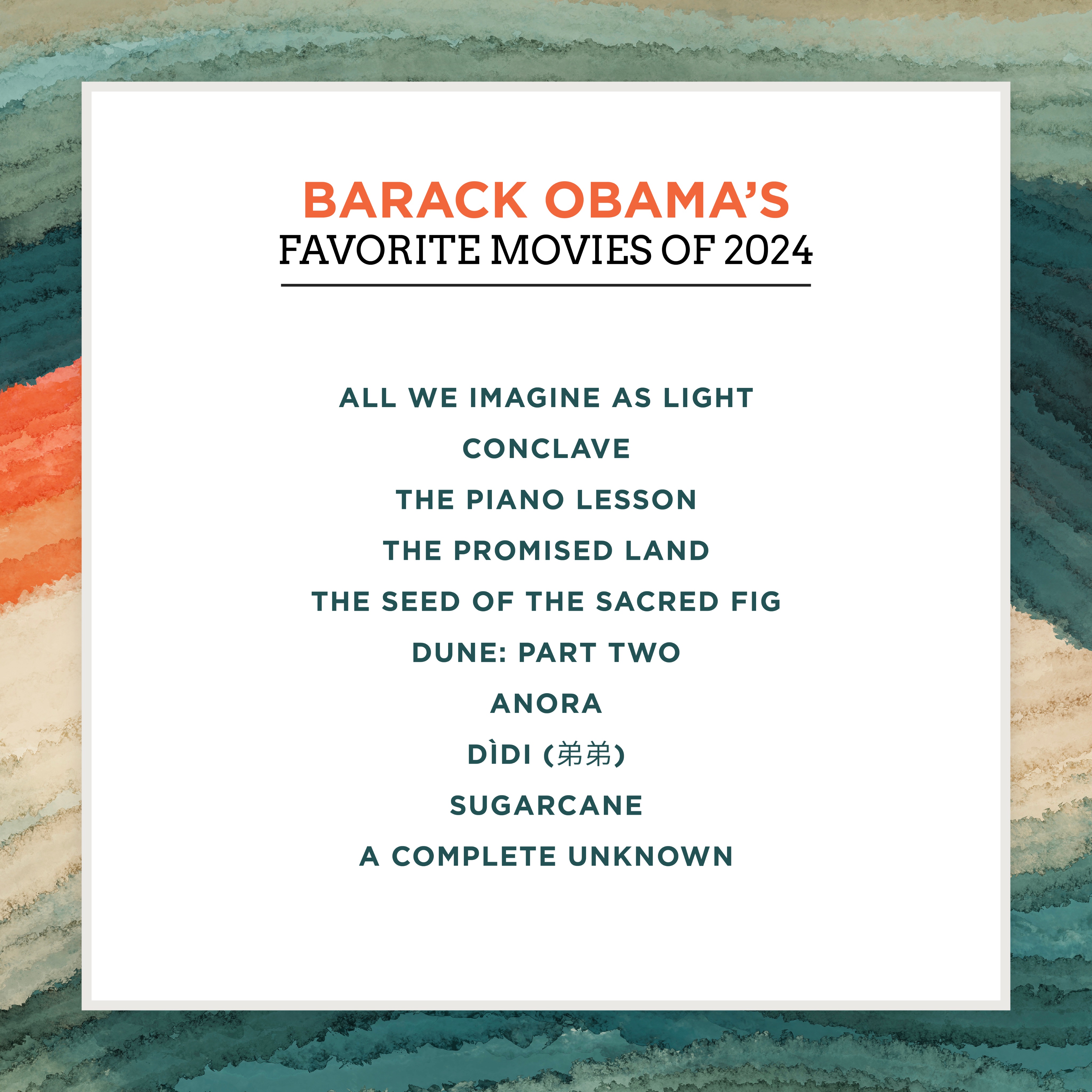 Barack Obama's favourite movies of 2024.