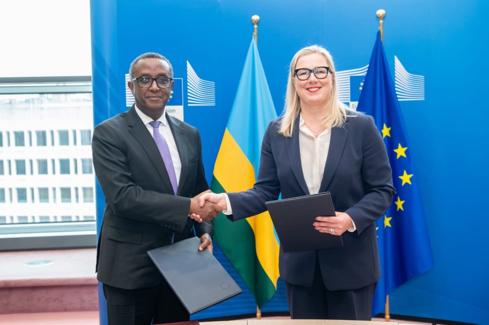 The agreement was signed by Dr. Vincent Biruta, Rwanda's Minister of Foreign Affairs and International Cooperation and Jutta Urpilainen, the EU Commissioner for International Partnerships.