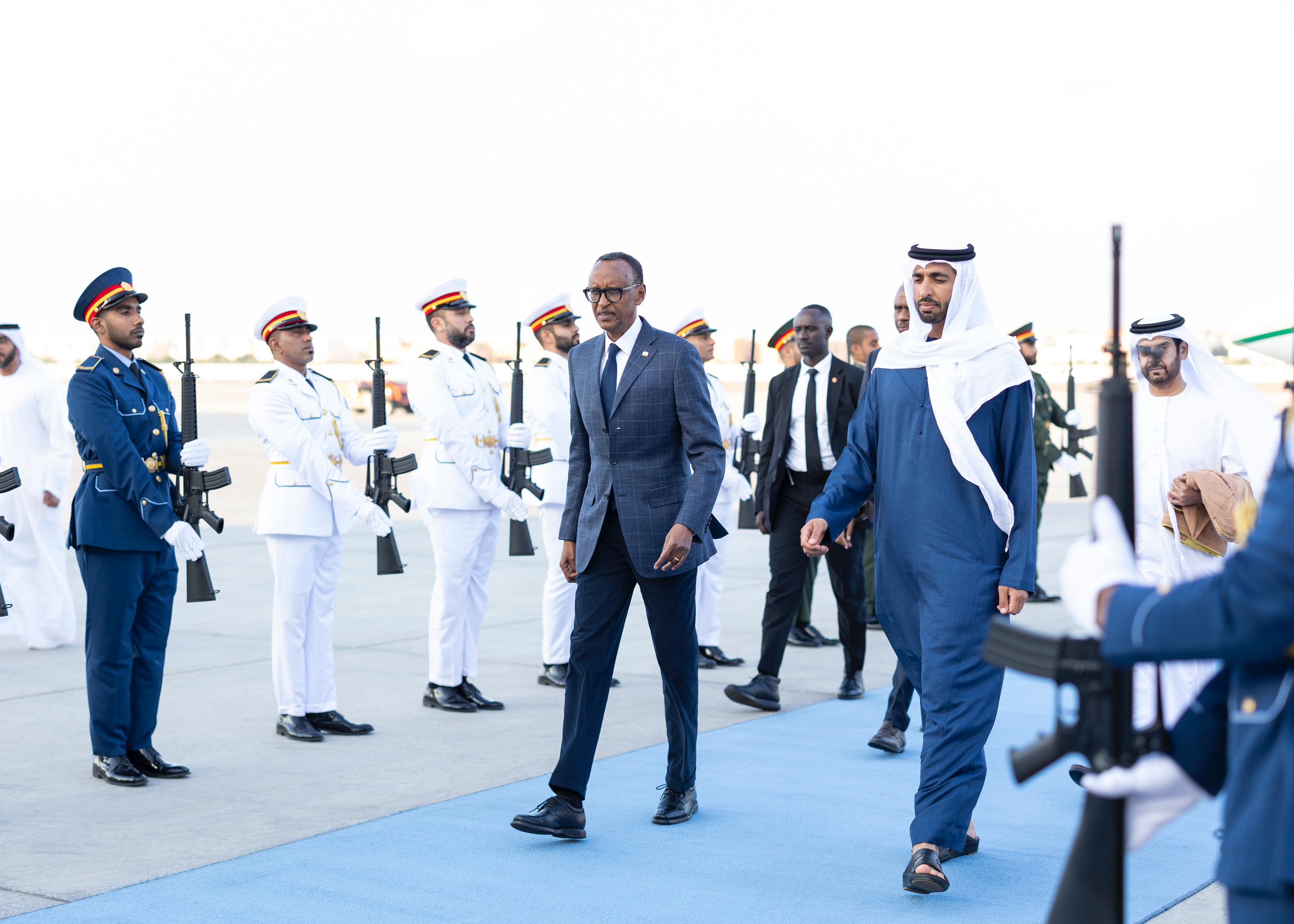 President Kagame was welcomed into the UAE by Sheikh Shakhboot Nahyan Al Nahyan, Minister of State in the Ministry of Foreign Affairs.