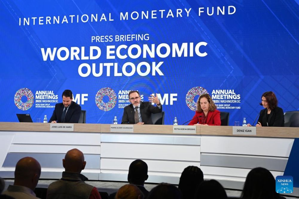The International Monetary Fund (IMF) on Tuesday raised its global economic growth for 2025 to 3.2 percent, 0.2 percentage point higher than the July forecast, the latest World Economic Outlook report said.