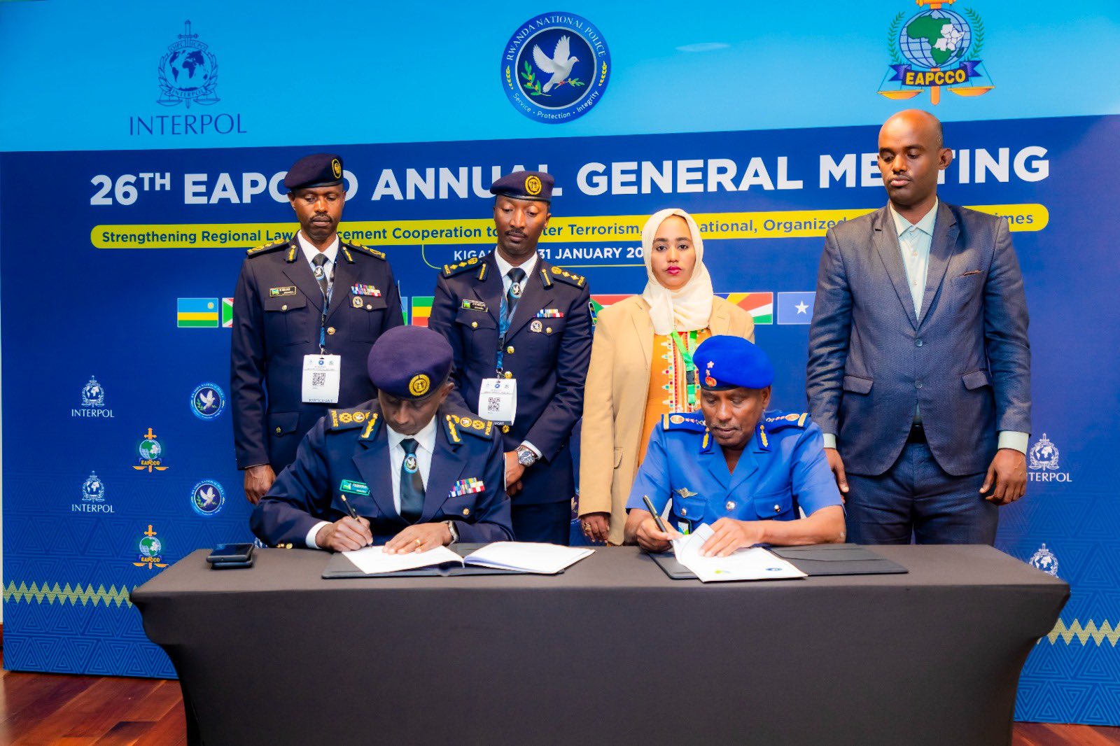 The MoU was signed by the Inspector General of the Rwanda National Police, Felix Namuhoranye, and the Director General of the Djibouti National Police, Colonel Farah Abdillahi Abdi, on Wednesday, on the sidelines of the 26th EAPCCO Council of Police Chiefs AGM in Kigali.
