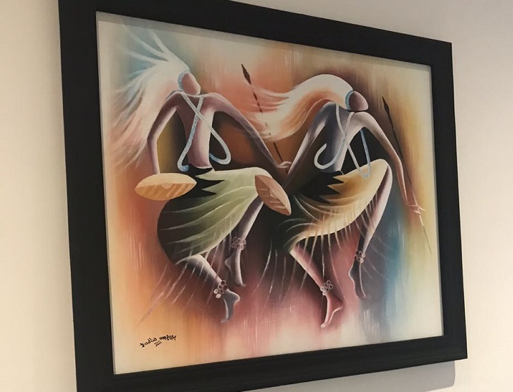 One of Gilbert Musoni's artworks in Onomo Hotel Kigali