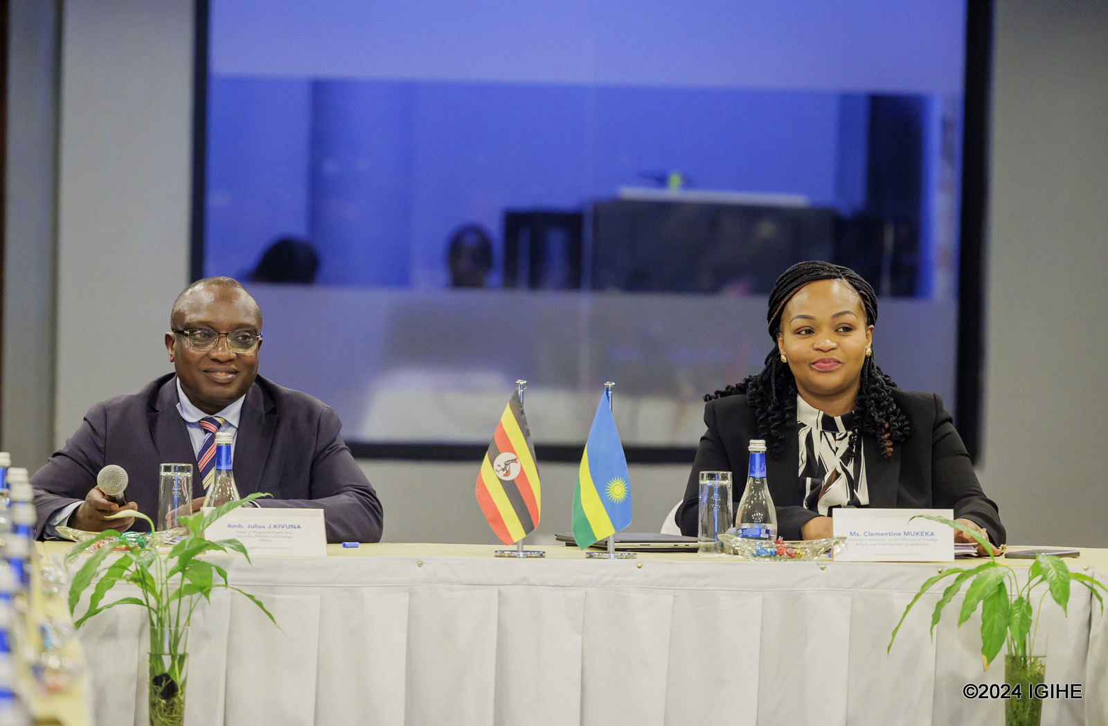 The delegations were led by Clementine Mukeka, the Permanent Secretary of the Ministry of Foreign Affairs and International Cooperation in Rwanda, and Ambassador Julius Kivuna, Head of the Regional Peace and Security Department at the Ministry of Foreign Affairs of Uganda.