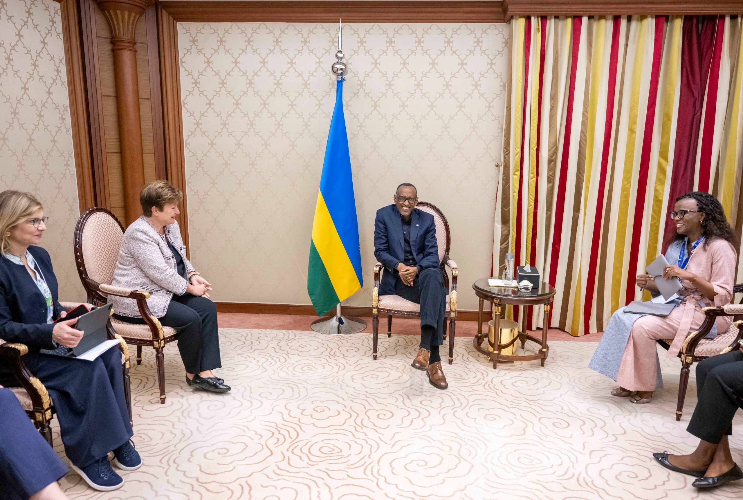 President Paul Kagame held talks with the Managing Director of the International Monetary Fund (IMF), Kristalina Georgieva, on fruitful partnerships with the financial institution, especially on ongoing climate mitigation and green projects.