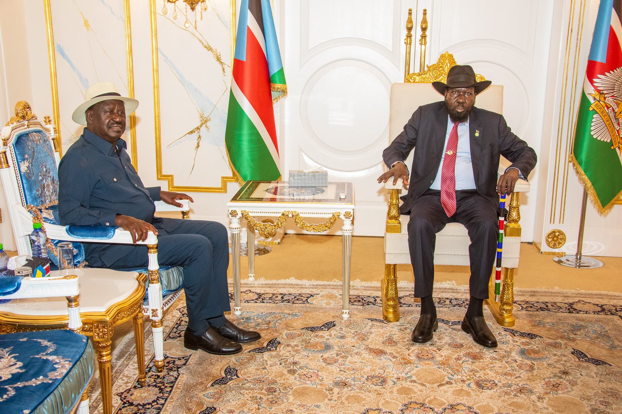 Kenya’s Special Envoy to South Sudan, Raila Odinga, during a meeting with President Salva Kiir on Friday, March 28, 2025.