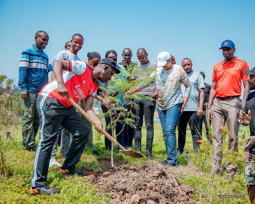 Various partners of the Kigali Golf Club joined in a community service (Umuganda) event, where they also planted trees.