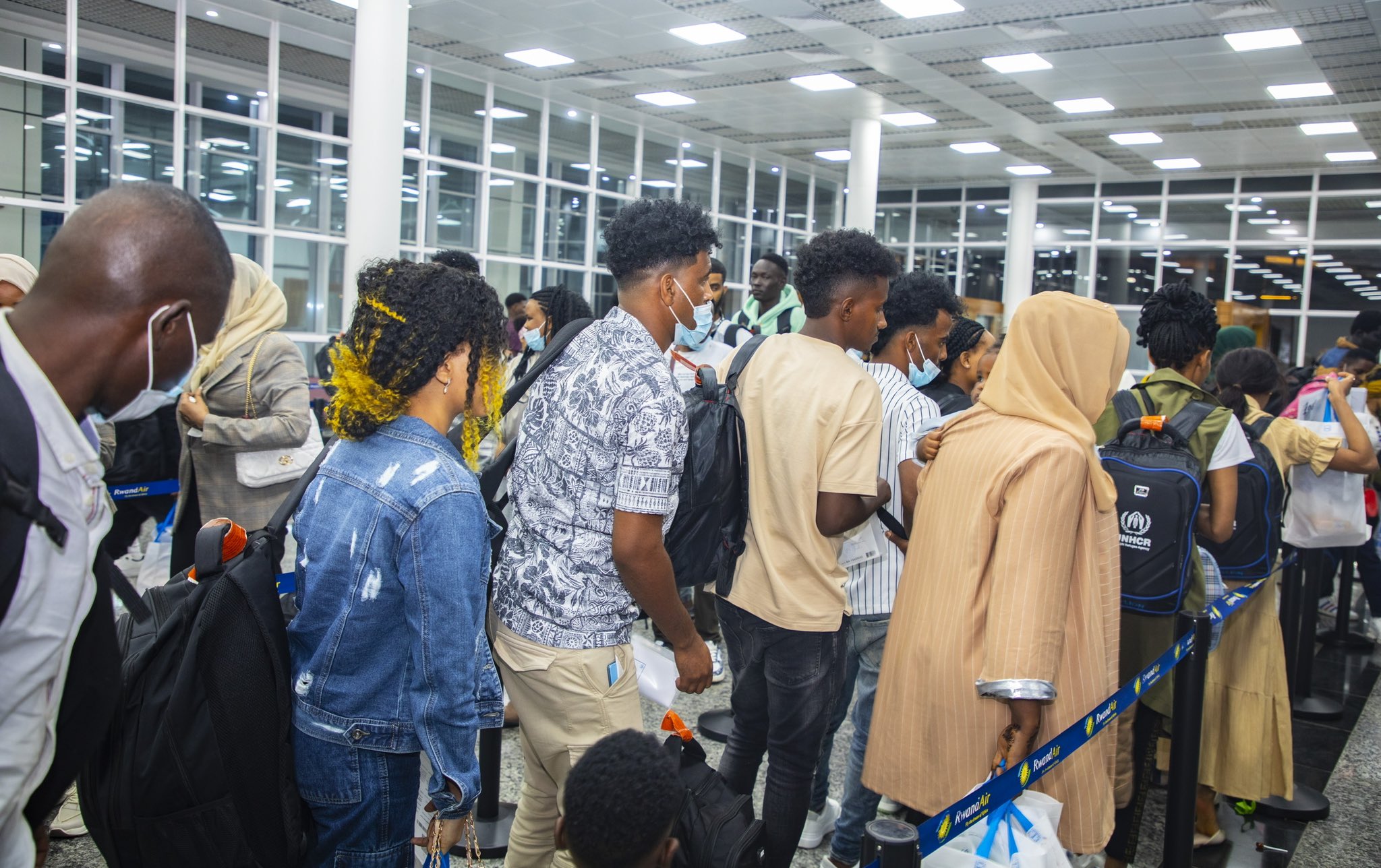 A section of the asylum seekers who were welcomed to Rwanda on June 13.
