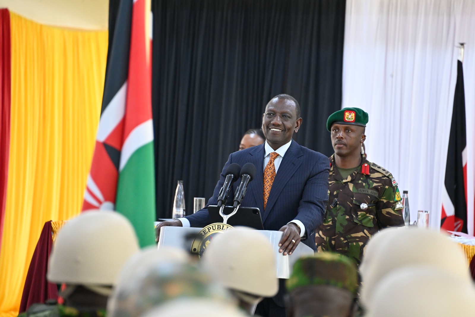 President William Ruto briefs Kenyan police officers ahead of deployment to Haiti on Monday, June 25, 2024.