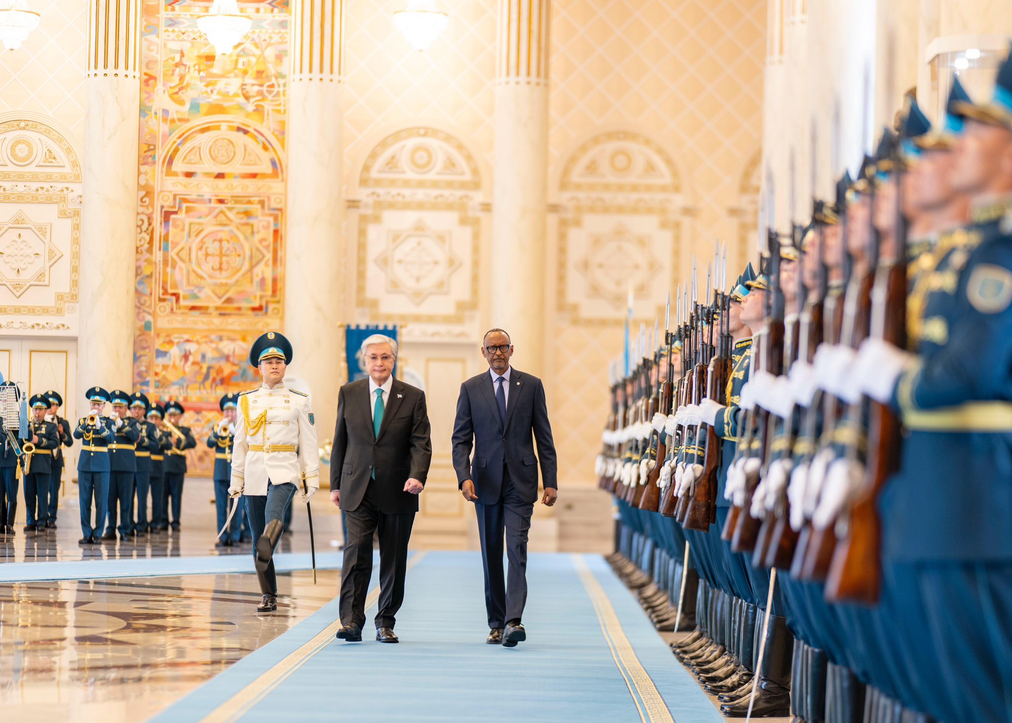 The meeting took place at the Aqorda Presidential Palace in the Kazakhstani capital, Astana, where President Kagame was warmly received by his host. 
