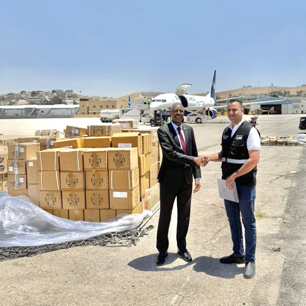 The latest consignment, which arrived in Amman, Jordan, on Thursday, May 29, 2025, comprises over 20 tons of foodstuffs and medical supplies. 