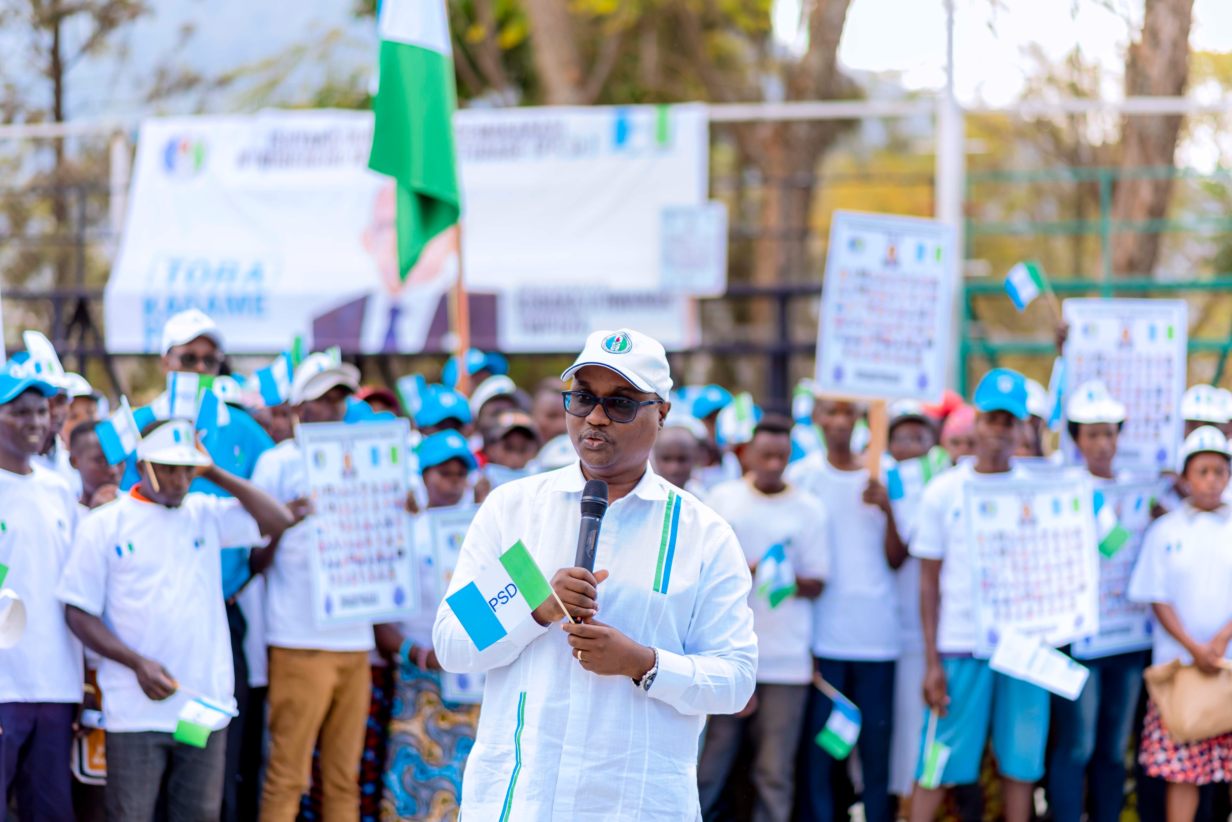 PSD Party Secretary General Jean Chrysostome Ngabitsinze at a past rally. PSD is among eight parties in a coalition with President Paul Kagame's RPF.