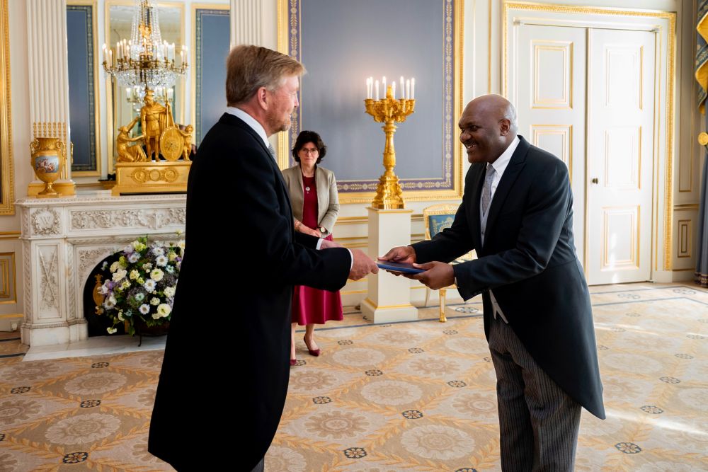 Lambert Dushimimana, presented his letters of credence to His Majesty King Willem-Alexander at Noordeinde Palace in The Hague on Wednesday, marking the formal start of his diplomatic mission.