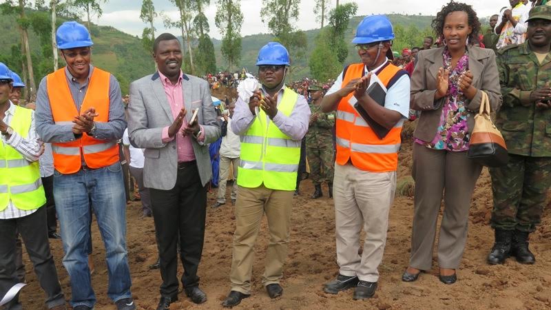 Officials at the launch of USD11 million dam construction in Nyaruguru district