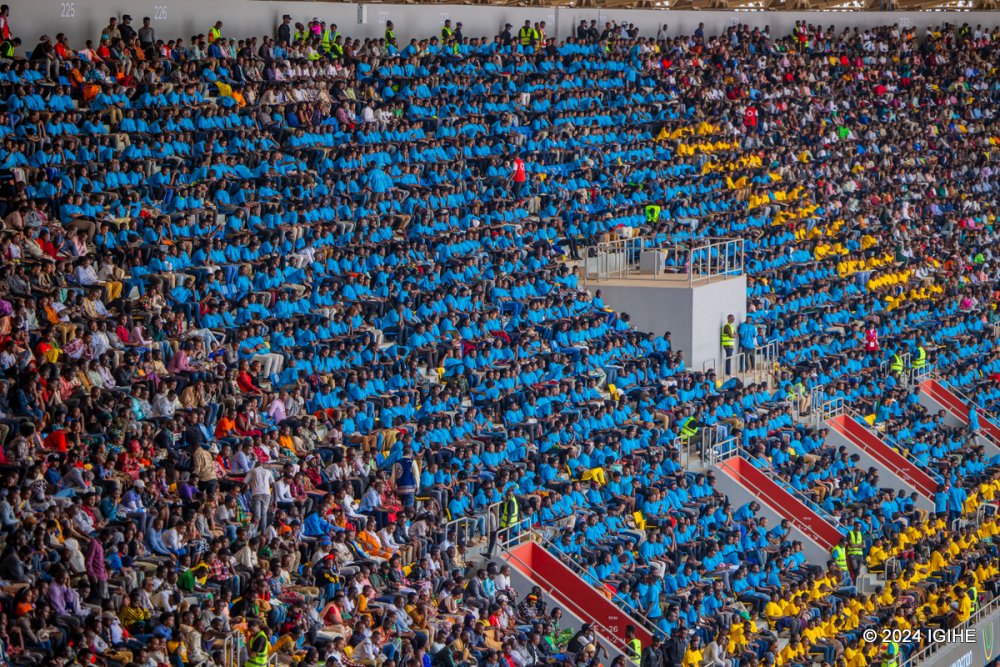 The stadium was adorned with the colours of Rwanda’s national flag