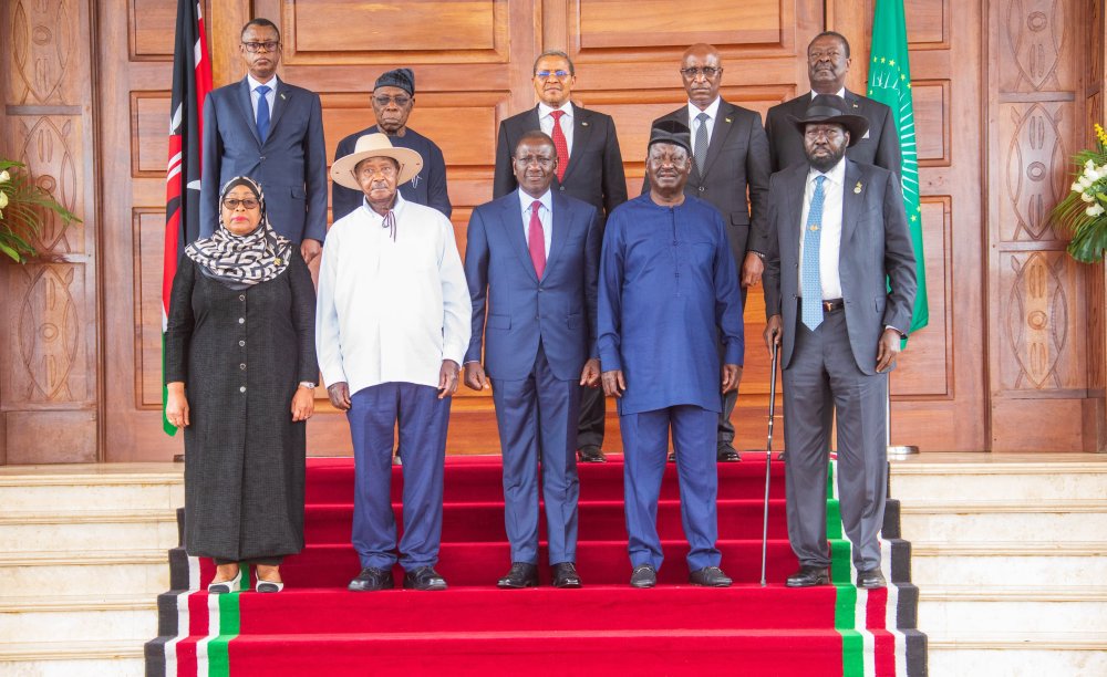 Raila Odinga (in front, second from right) has already secured backing from East African Community (EAC) member states.