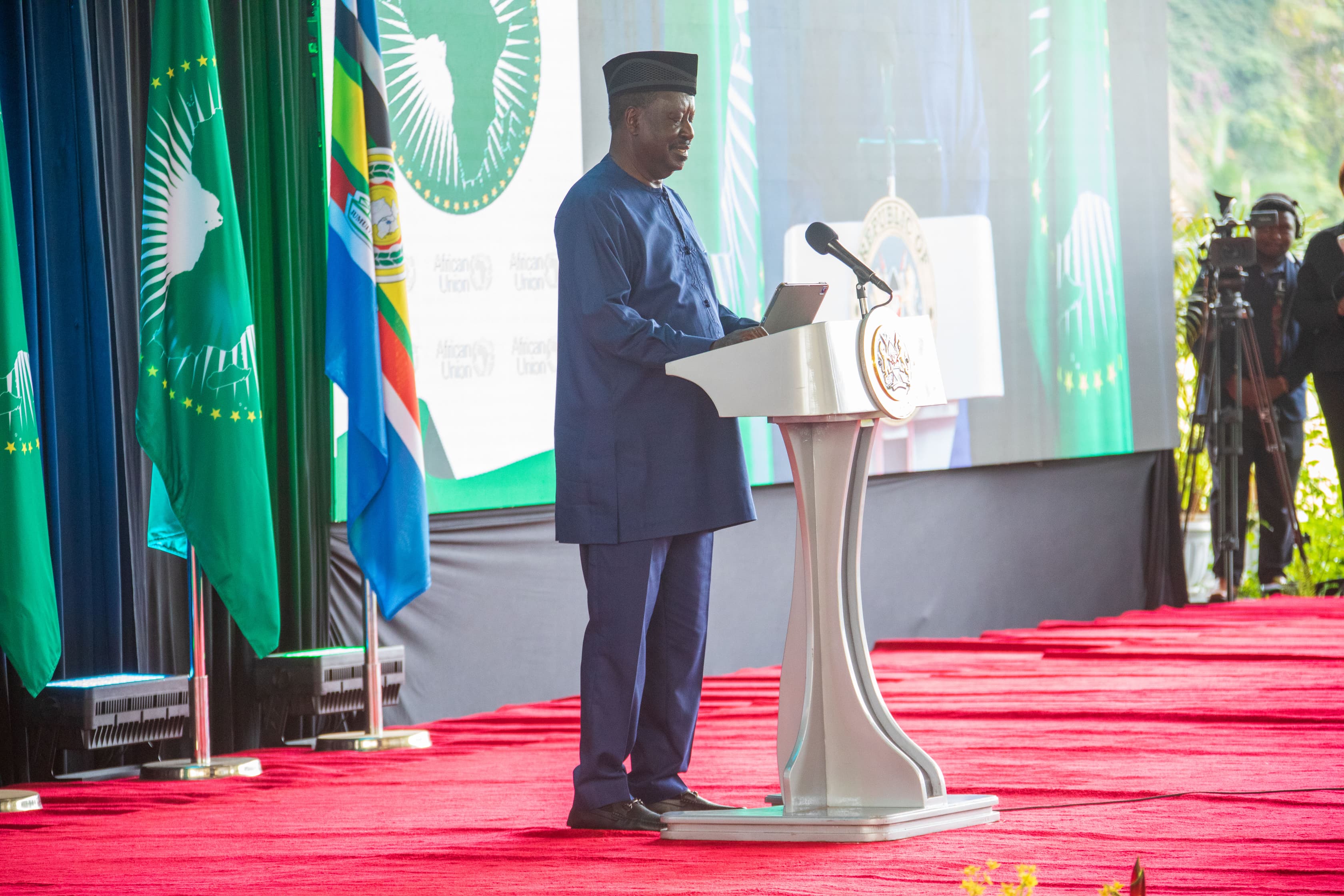 Raila Odinga makes his remarks during the official launch of his bid for the chairperson of the African Union Commission (AUC).
