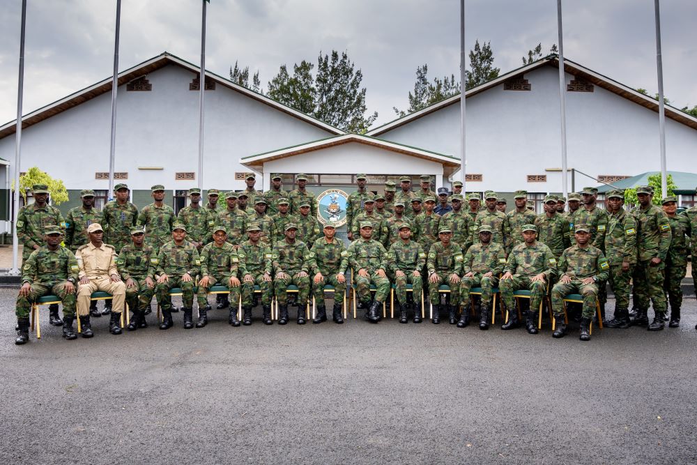 Some of graduates posing for a group photo upon completion of the intensive military career course.