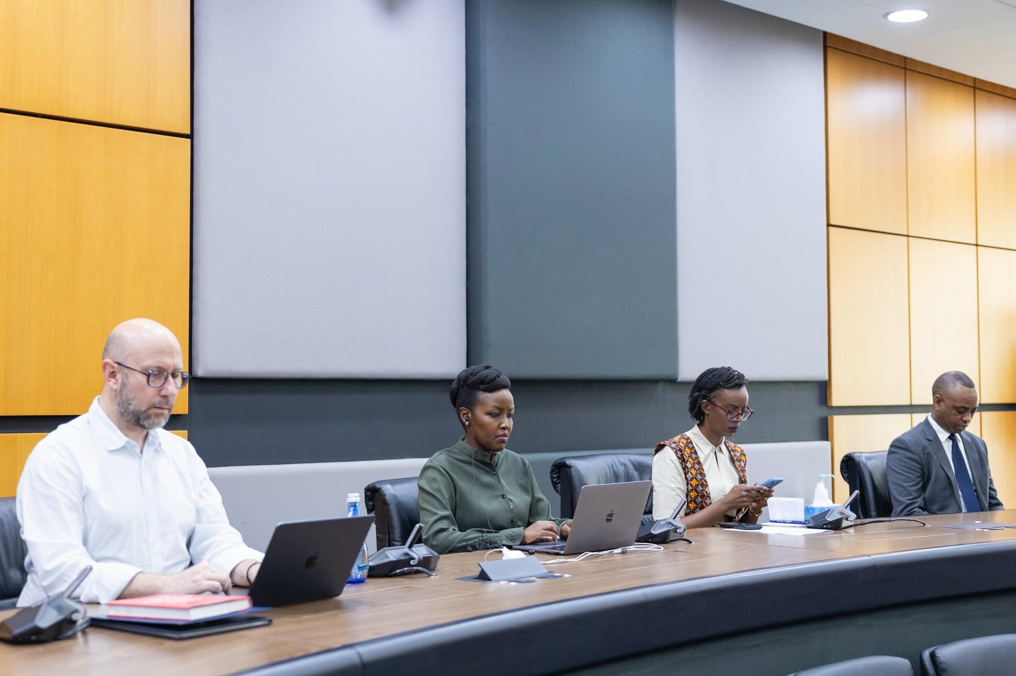 Rwanda's Minister of ICT and Innovation, Paula Ingabire (second right), was among the leaders who attended the online session.