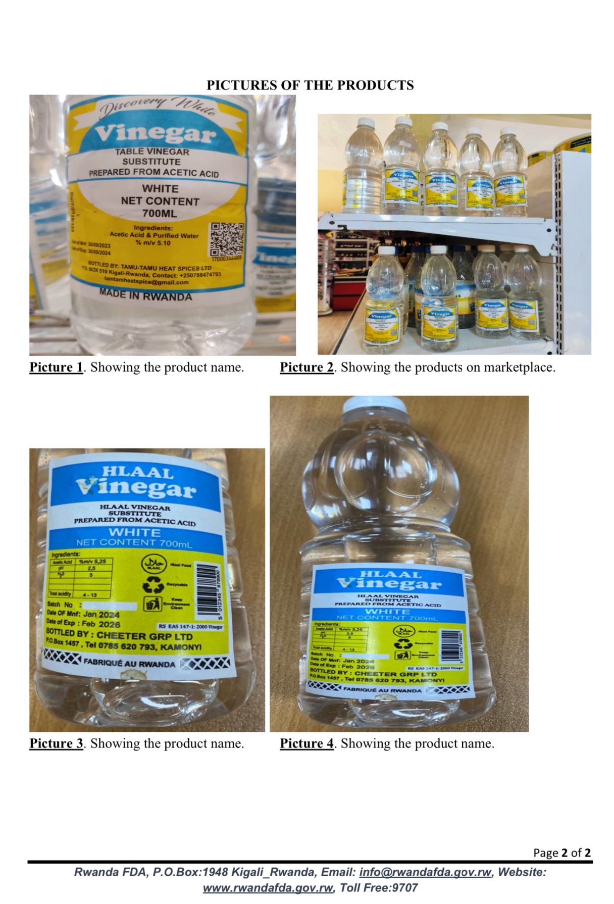 The two banned vinegar brands.