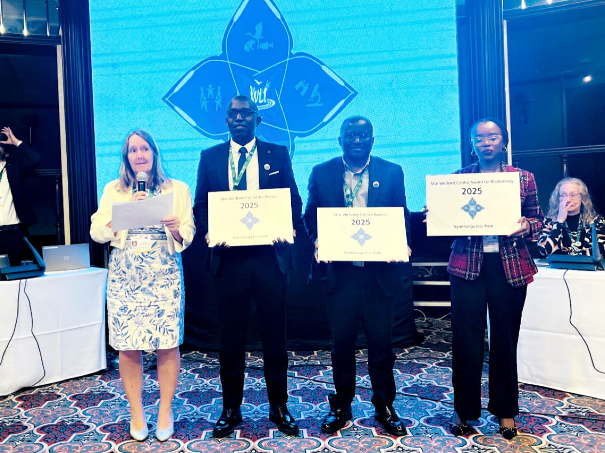 Rwanda's Nyandungu Eco-Park has earned global recognition as one of the world’s leading wetland education centres, winning the prestigious Star Wetland Centre Award at the Convention on Wetlands (COP15) held on July 27, 2025, in Victoria Falls, Zimbabwe.
