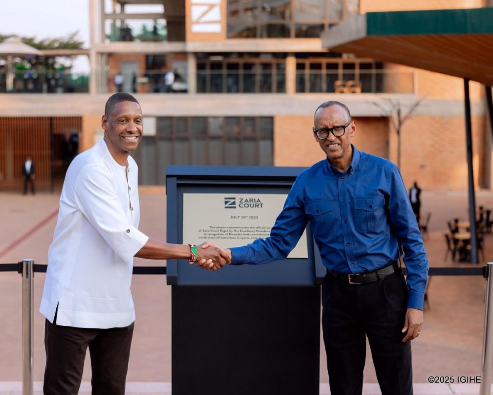 President Paul Kagame presided over the inauguration of Zaria Court Kigali on Monday, July 28, 2025, accompanied by Masai Ujiri, the driving force behind the initiative.