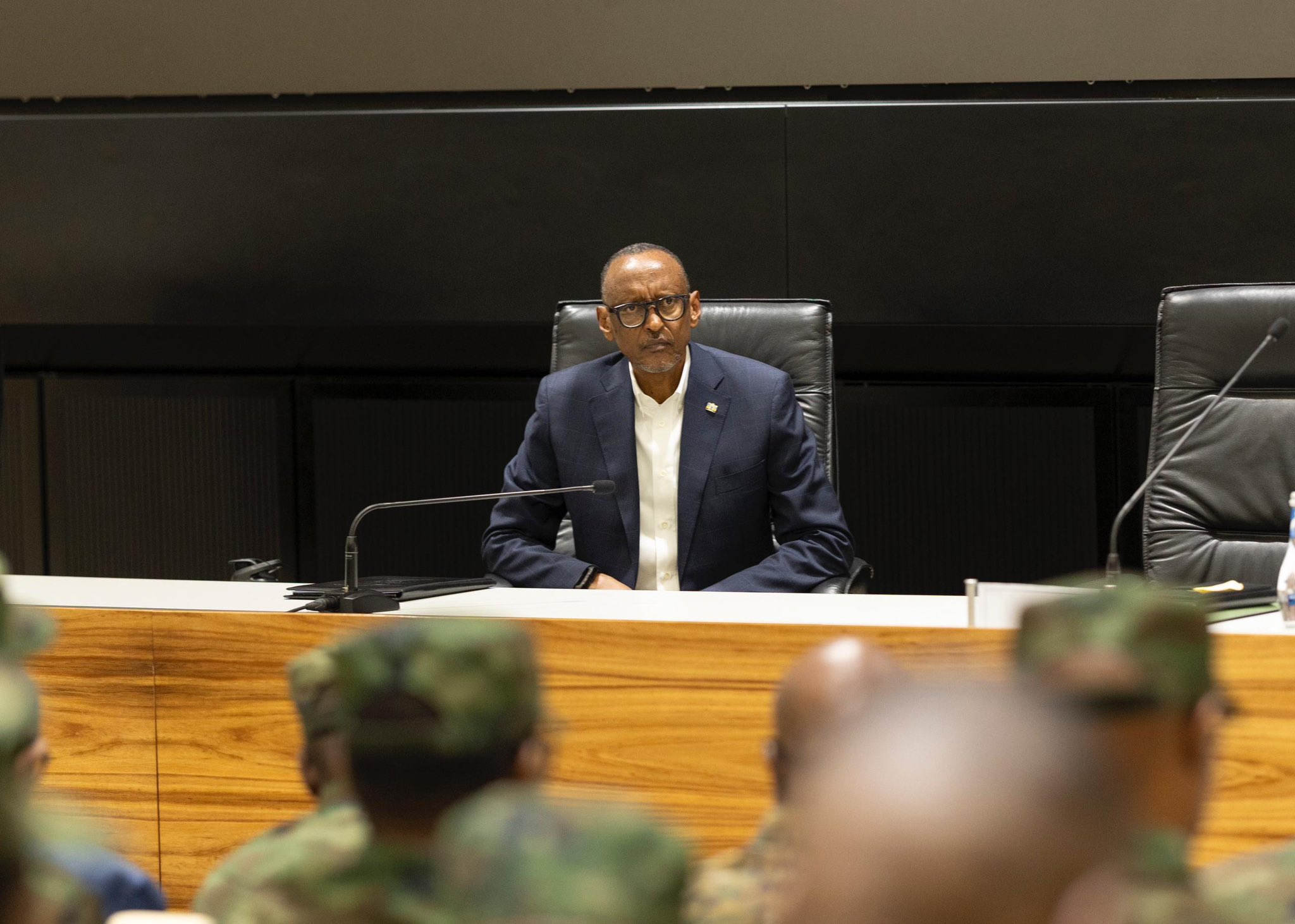 President Kagame during the engagement with senior officers of the Rwandan Defense Forces (RDF).