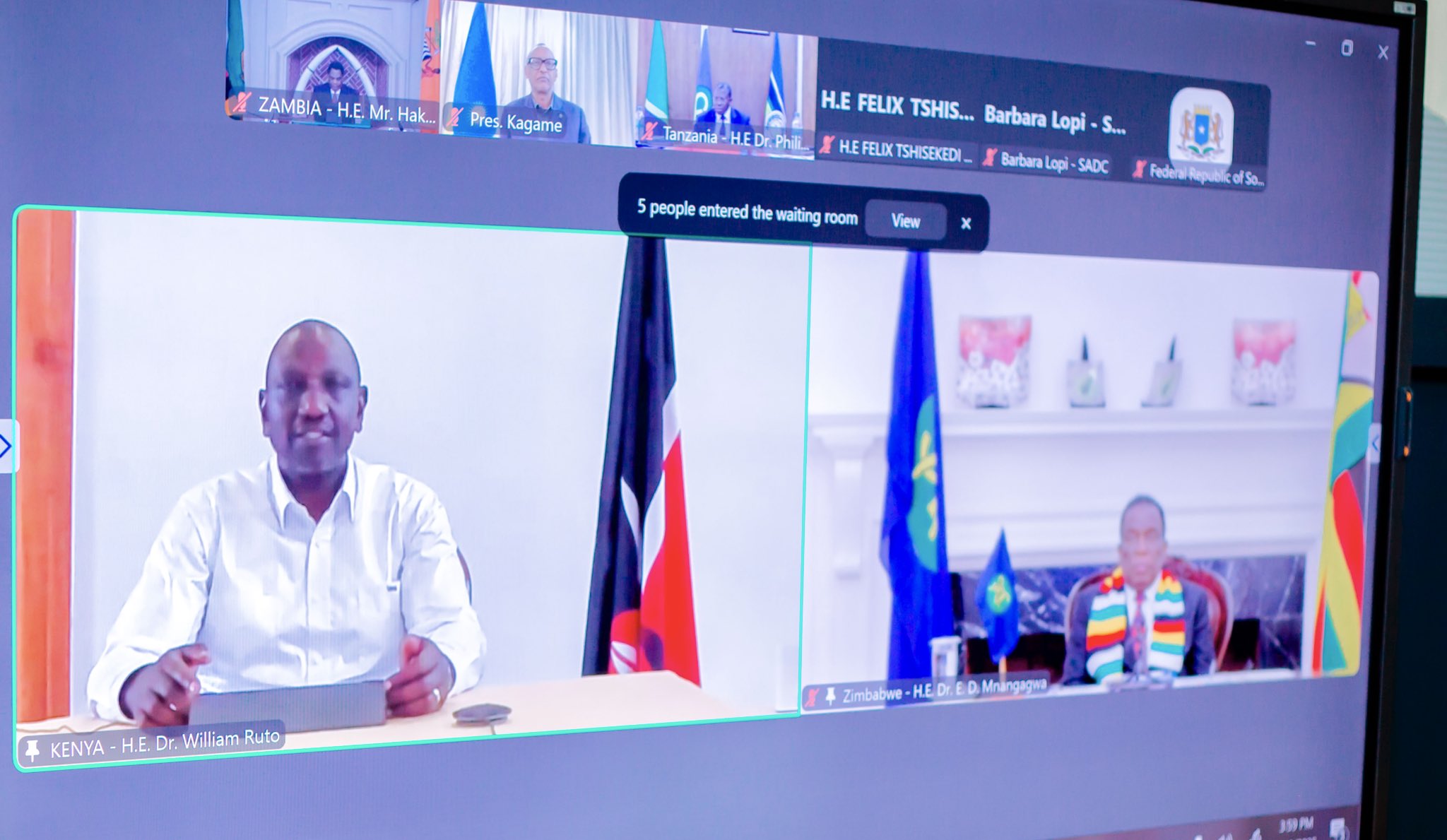 The Heads of State and Government of the East African Community (EAC) and the Southern African Development Community (SADC) endorsed a unified African-led mediation process during an Extraordinary Joint Summit held virtually on Thursday evening.