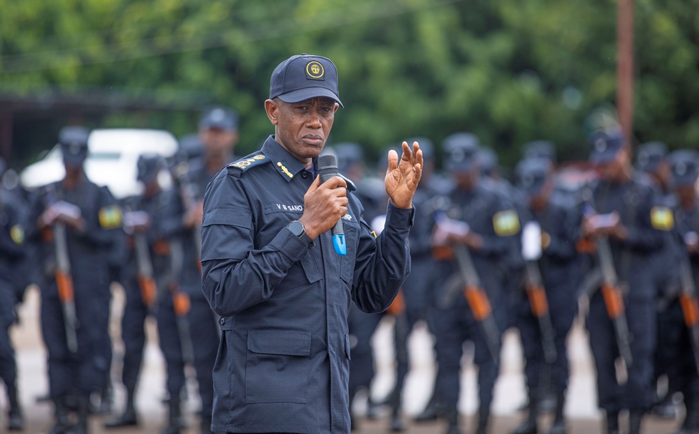 The Deputy Inspector General of Police (DIGP) in charge of Operations, Vincent Sano briefed the two contingents set to be deployed, at the General Headquarters at Kacyiru on Tuesday 18th April 2023. .