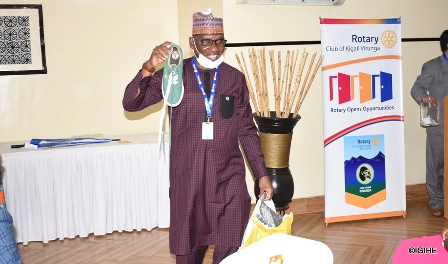 Nigerian Ambassador to Rwanda Adam Onoze Shuaibi won shoes as prize