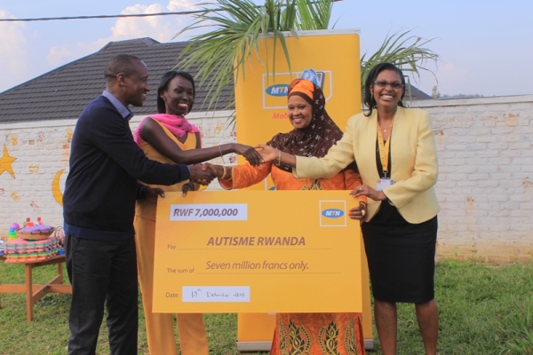 MTN Foundation handing the donation to Autisme Rwanda