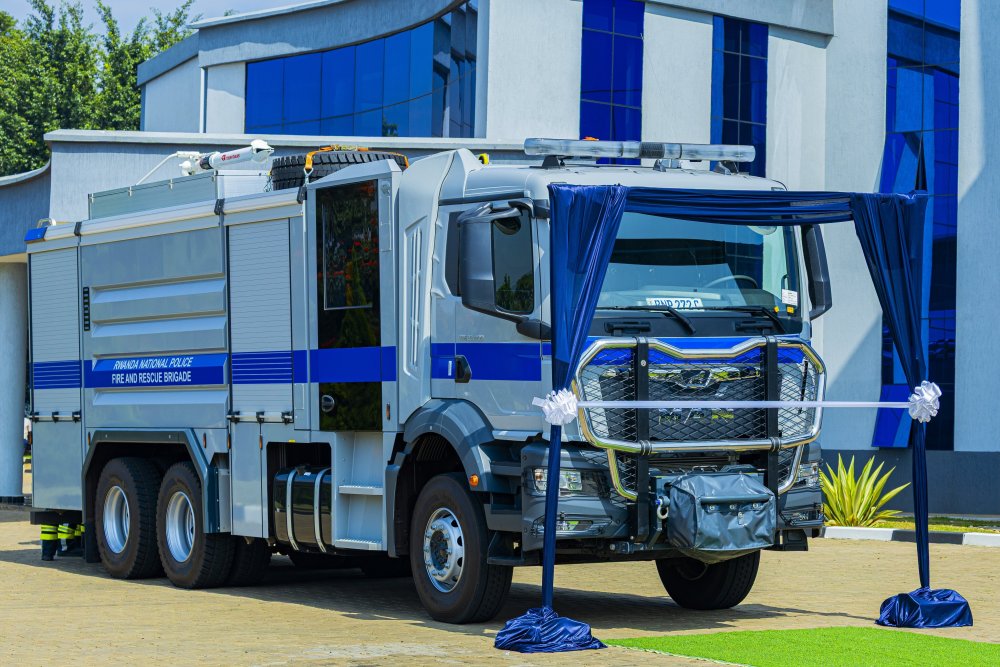 The truck was handed over to the Rwanda National Police at its headquarters in Kigali on February 13, 2026.