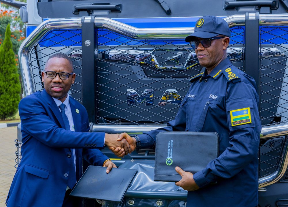 Deputy Inspector General of Police in Charge of Operations, Vincent Sano, received a fire truck donated by Rusumo Power Company Limited.