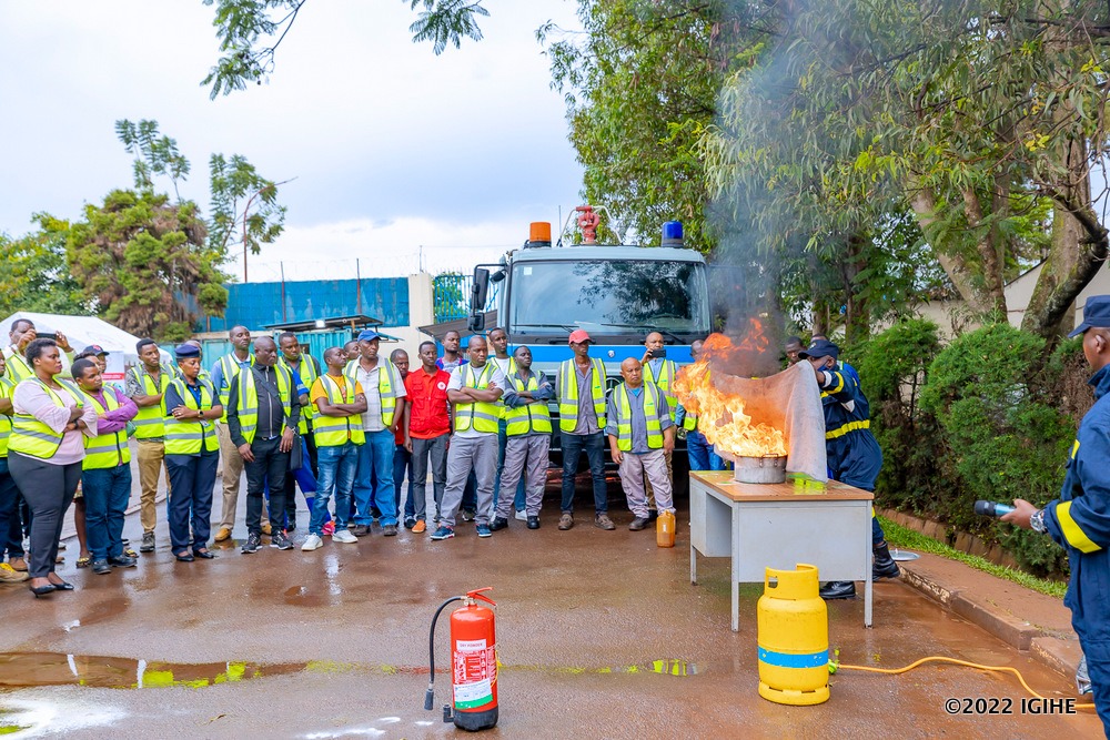 MAGERWA staff receiving training on fire safety. 