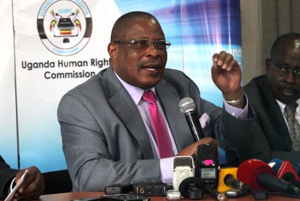 Uganda Human Rights Commission chairperson Medi Kaggwa addresses a press conference in Kampala yesterday.
