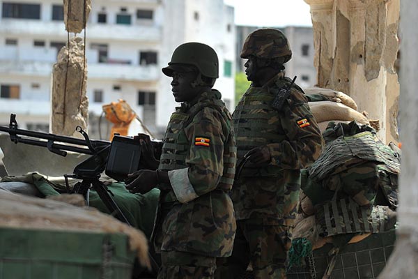 Uganda AU soldiers in Mogadishu, the Somali capital recently.