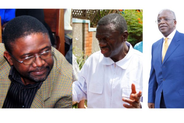 L-R: Professor Oloka-Onyango, Dr Besigye and Mr Mbabazi