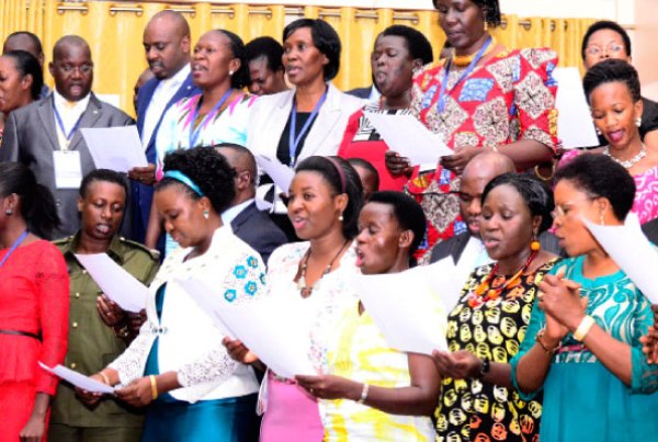The Parliament Choir comprising MPs sing hymns of praise during the National Prayer Breakfast at Hotel Africana in Kampala yesterday.