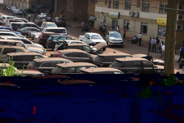 Some of the stolen cars assembled at Uganda Revenue Authority offices in Kampala.