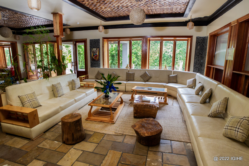 The interior view of the hotel.  