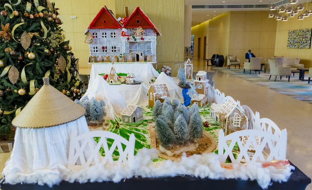 A giant, colourful sugar castle embellished Kigali Marriott Hotel's lobby for Christmas festivities