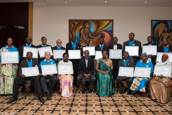President Paul Kagame, First Lady Jeannette Kagame and recipients of the Unity Awards.