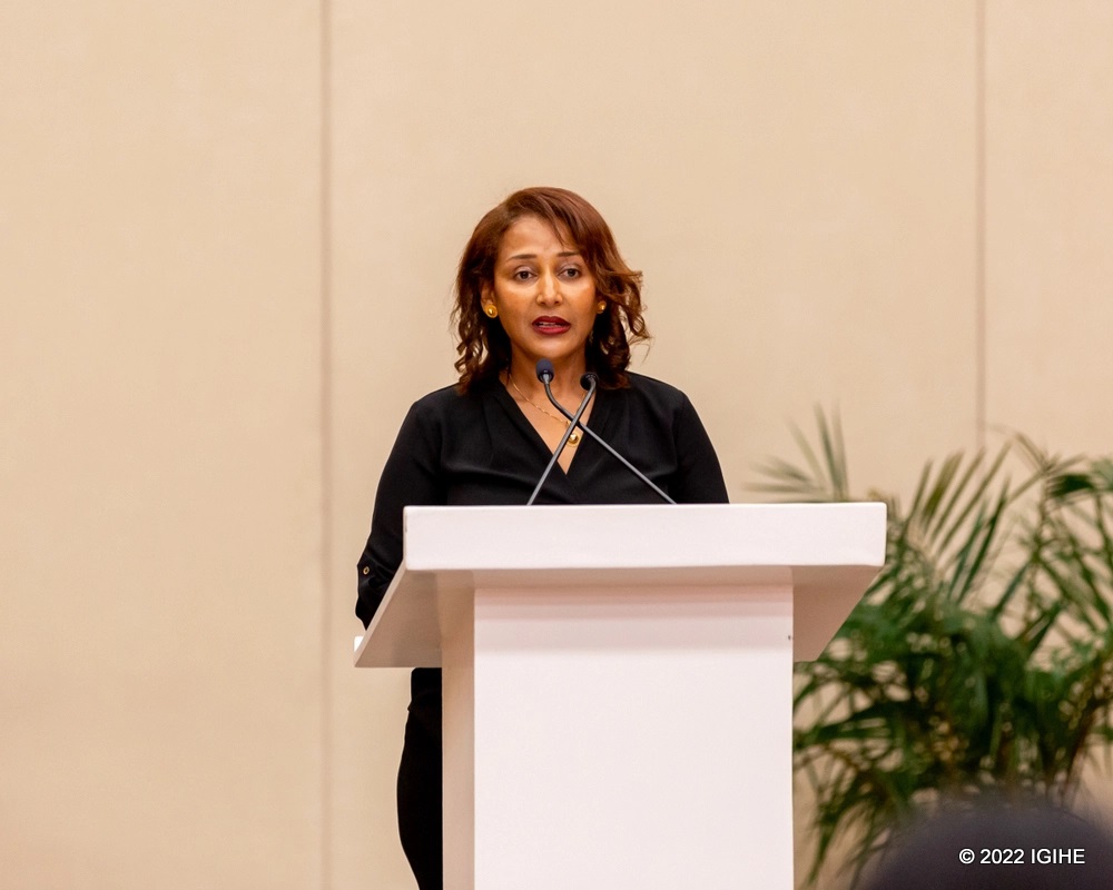 Prof Senait Fisseha, Director Global Programs at Susan Thompson Buffett Foundation delivering remarks.