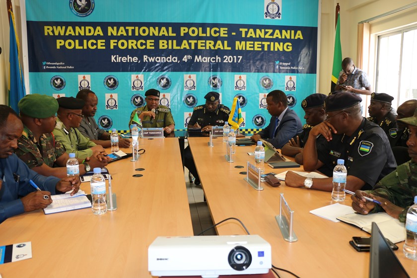 Rwanda and Tanzania police delegations during the bilateral meeting.