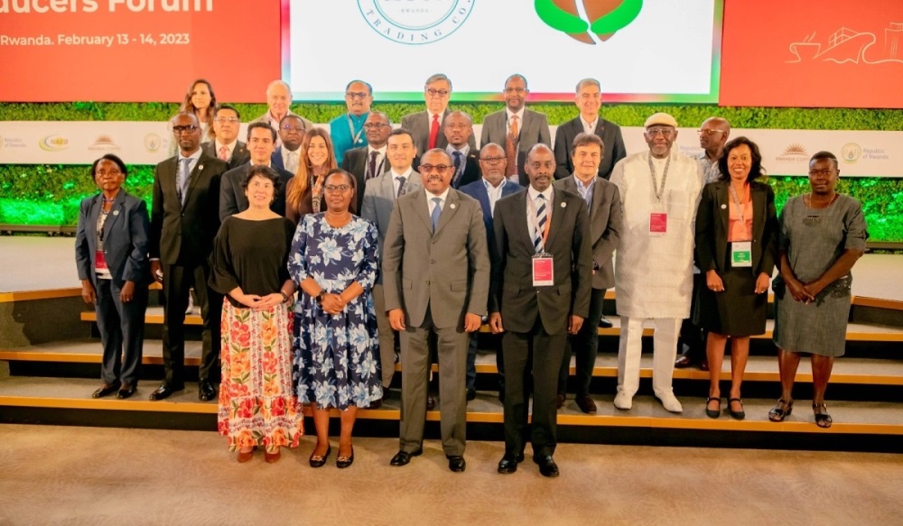 Delegates in a group photo at the opening the third World Coffee Producers Forum in Kigali. Photos by The New Times 