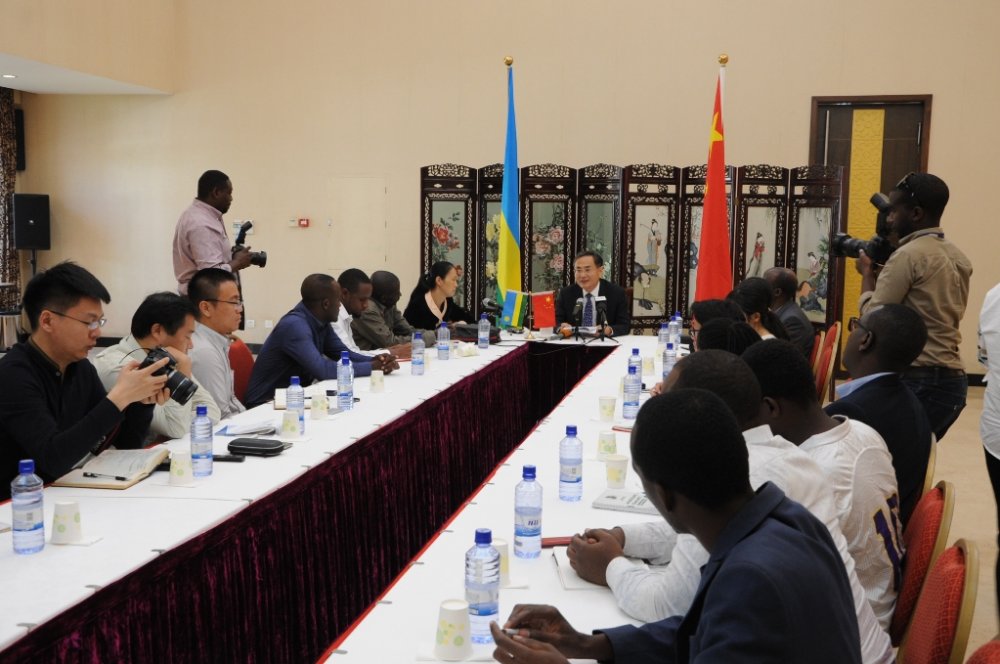 Chinese Ambassador to Rwanda, Rao Hongwei speaks to the media yesterday