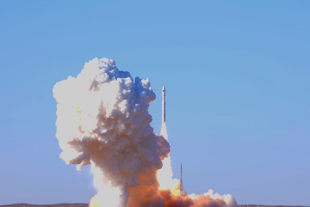 A commercial Lijian-1 rocket carrying five satellites blasts off from the Jiuquan Satellite Launch Center in northwest China, Jan. 23, 2024. (Photo by Wang Fei/Xinhua)