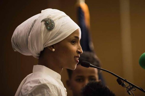 Ilhan Omar gives an acceptance speech on election night in Minneapolis, Minnesota, November 8, 2016. Omar, a former refugee from Somalia, is the first Somali-American Muslim woman to hold public office.